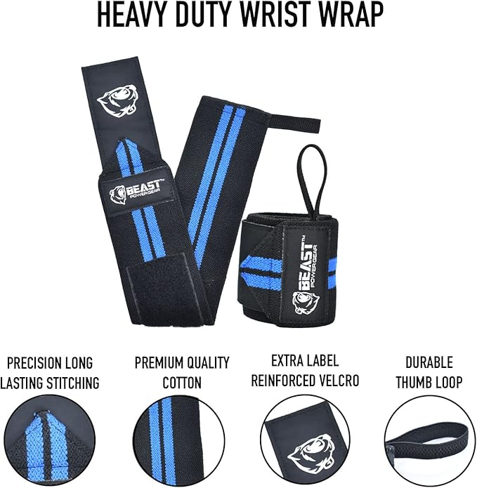 Wrist Wraps for Weightlifting 18” Premium Quality Wrist Support for Bodybuilding Heavy Duty Thumb Loop Powerlifting, Strength Training for Men and Women