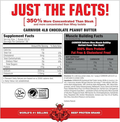 MuscleMeds Carnivor Beef Protein Isolate Powder, Chocolate Peanut Butter, 4.14 Pound