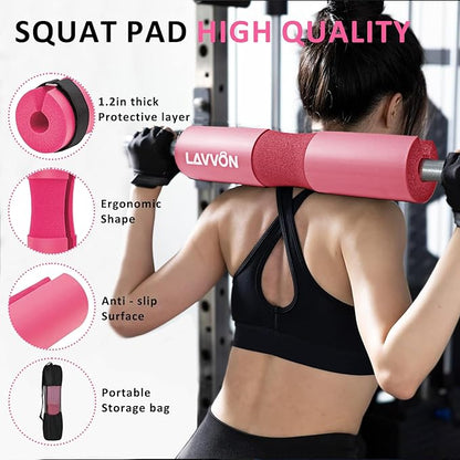 Barbell Pad Set for Hip Thrust 10Pcs- Squat Pad for Barbell Lunges & Bar Padding - Bench Press Standard Weight Bar Pad - with Ankle Straps, Wrist Straps for Weightlifting, 3 Lifting Strap