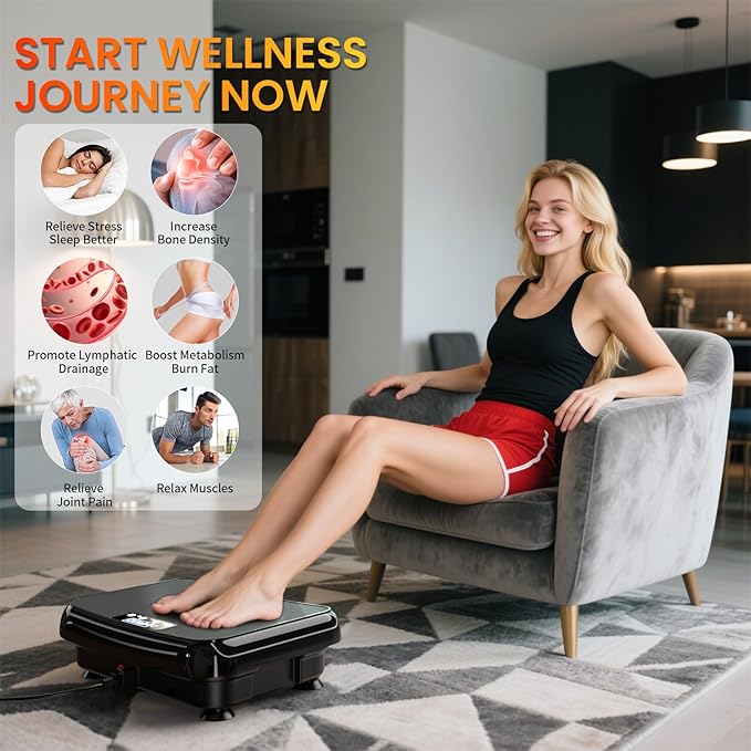 Vibration Plate Exercise Machine: TISSCARE Vibrating Plates for Lymphatic Drainage and Weight Loss, 300Lbs Capacity Full Body Power Shake Workout Platform for Home Cardio Fitness