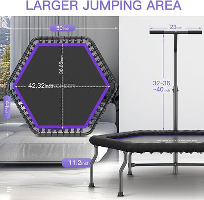 ANCHEER 50" Rebounder Trampoline for Adults With Bar, 550 LBS Mini Trampoline Quiet Exercise Bungee Jumping Cardio Trainer Workout