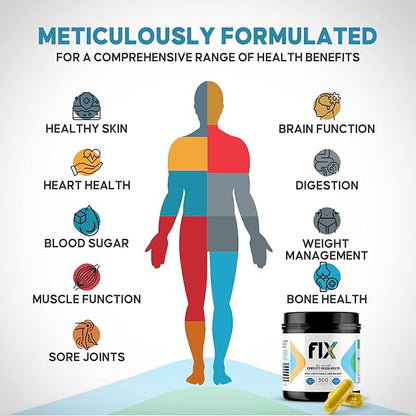 Fix The 16-in-1 Complete Health Supplement - Organ Support for Liver, Heart, and Kidney - Non-GMO, Vegan Formula for Holistic Well-Being - 30 Servings Per Container