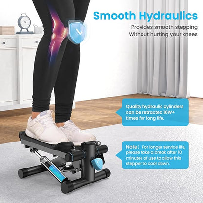 Mini Steppers for Exercise at Home, Stair Stepper Machine with Resistance Bands, 330 lbs Capacity, and LCD Monitor for Home Workout, Full Body Cardio and Walking