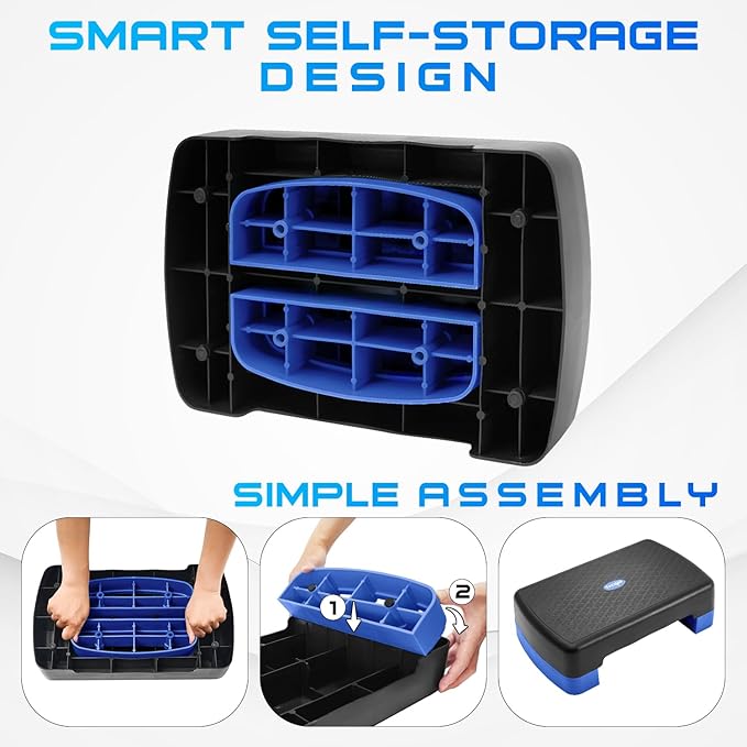 Yes4All 18.9" Aerobic Exercise Step Platform with 2 Risers 3" 5.1" 5.1" for