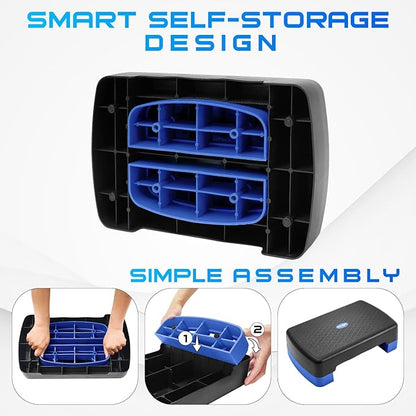Yes4All 18.9" Aerobic Exercise Step Platform with 2 Risers 3" 5.1" 5.1" for