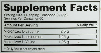 Optimum Nutrition Instantized BCAA 5000mg Powder, Unflavored, Keto Friendly, 60 Servings