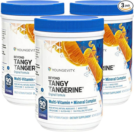 Youngevity Beyond Tangy Tangerine - Original Formula | Multi-Vitamin & Mineral Complex | Made with Natural & Whole Foods | 5,745 ORAC | 3 Pack