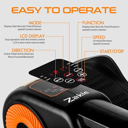 Zakle Under Desk Elliptical Machine, Ellipse Leg Exerciser as Seen on Tv for Seniors w/Remote & 12 Speeds Level, Manual & Auto Mode, Quiet Electric Seated Pedal Exerciser for Home Office