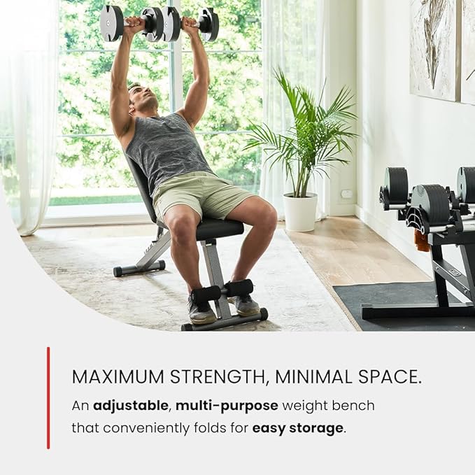 Finer Form 5-in-1 Weight Bench, Adjustable & Foldable for Bench Press, Strength Training and Full Body Workout. Perfect for Dumbbell Sets or an Adjustable Dumbbell Set in Your Home Gym.