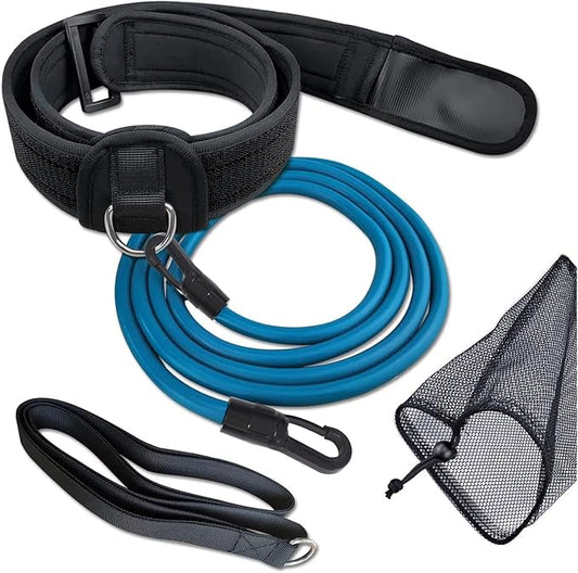 UCEDER Swim Tether Stationary Trainer, Resistance Belt with Bungee Cord, Pool Swim Training Harness for Exercise