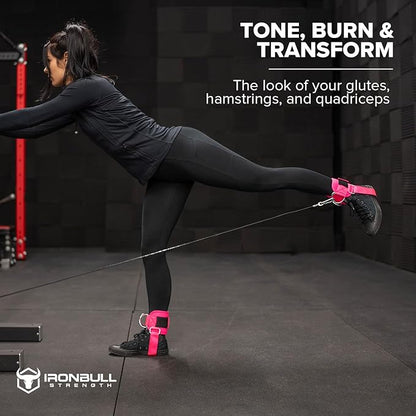 Iron Bull Strength Women's Kickback Ankle Strap for Cable Machines & Resistance Bands: Gym & Home Workout Cuff Attachment for Leg Extensions, Kickbacks, Hip Abductors - Booty Exercises