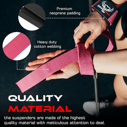 BEAST RAGE Lifting Straps for Weightlifting, Weight Lifting Straps Gym Power Workouts Lifting Wrist Straps Padded Cotton Men Women Support Lifters Deadlift Straps Hard Pull Exercise Straps
