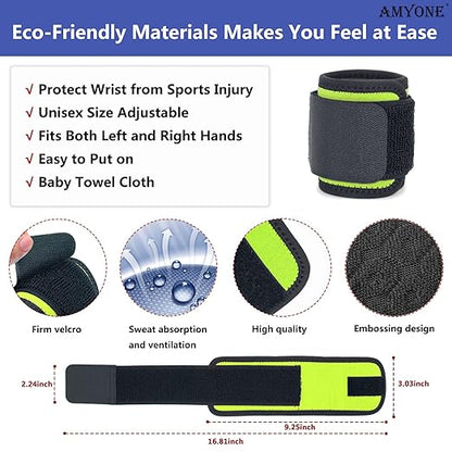 Wrist Brace, 2 PACK Wrist Wraps for Carpal Tunnel for Women/Men, Highly Elastic Wrist Compression Support for Yoga/Gym/Fitness/Sports/Pain Relief/Weightlifting, Adjustable Wrist Sweat Bands-Bean Green
