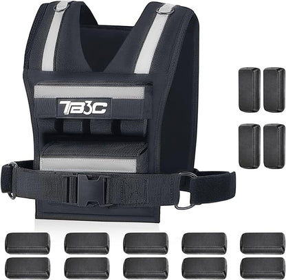 Adjustable Weighted Vest Men 19lbs/ 30lbs/ 40lbs Weights with Reflective Stripe, Weight Vest Woman Workout Vest for Crossfit, Calisthenics, Running & Walking.
