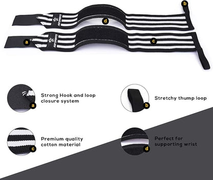 Wrist Wraps for Weightlifting - USPA & IPL Approved 18" Gym Wrist Support with Thumb Loop - Heavy Duty Lifting Wrist Straps for Fitness, Workout, Powerlifting, & Bodybuilding (Pair)