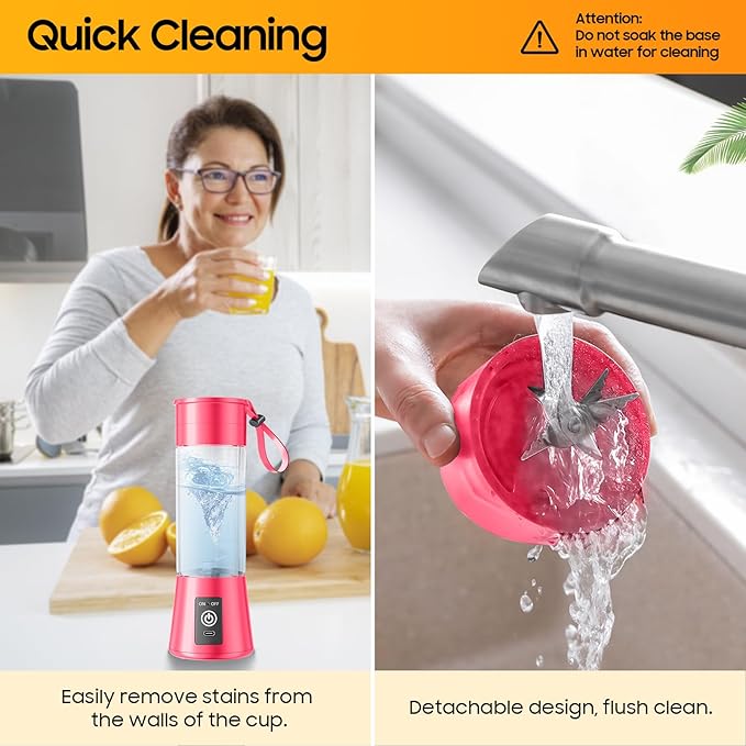 Portable Personal Size Mini Blender - 2025 Upgraded Cordless Blender for Smoothies & Shakes, Type-C Rechargeable, 380Ml Traveling BAP Free Juicer Cup for Sports/Travel/Home, 20000Rpm/Min Speed