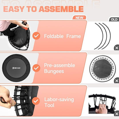 BCAN 450/550 LBS Foldable Mini Trampoline 40"/48"/50" Fitness