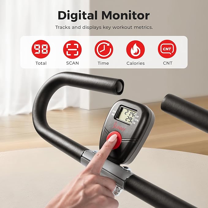 Sunny Health & Fitness Row-N-Ride Squat Assist Trainer, Foldable & Easy Setup Exercise Equipment w/Adjustable Resistance, Home Gym Training Machine for Arm, Glute & Leg Workout, Optional in Colors