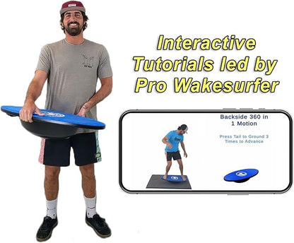 Wakesurf Balance Board by Lakesurf - Includes Motion Tracking App & Phone Mount for Wakesurfing Simulation, Games, Fitness Training, and Tutorials