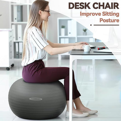 Anti-Burst and Slip Resistant Exercise Ball Yoga Ball 2,000-Pound Capacity,