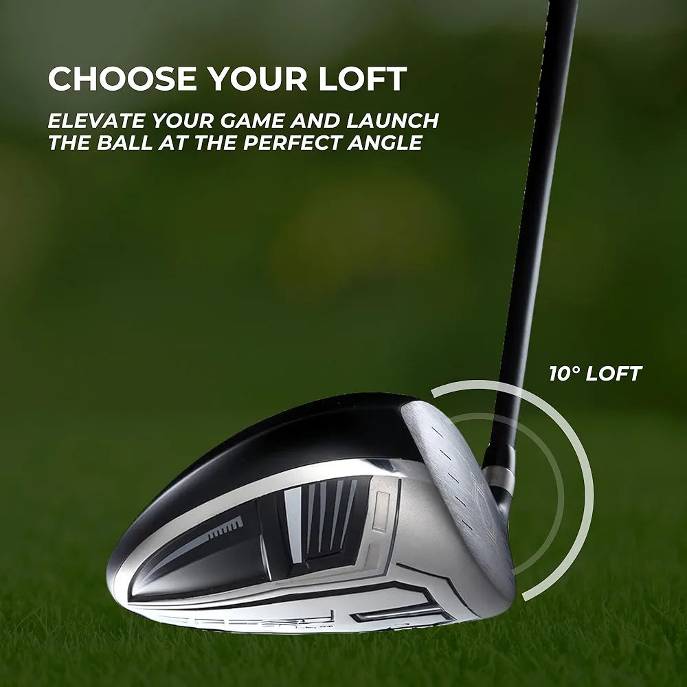 Speed Titanium Driver Golf Club, 10°, 11.5°, 12.5° Loft , Ultra Lightweight Graphite Shaft, Oversized Sweet Spot, Aerodynamic Design, USGA Conforming Mens Golf Driver + Deluxe Headcover