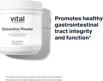 Vital Nutrients Glutamine Powder | 225g L-Glutamine | Healthy Gastrointestinal Tract Function | Gluten, Dairy, Soy Free | Non-GMO | 225g/8 oz L-Glutamine Powder