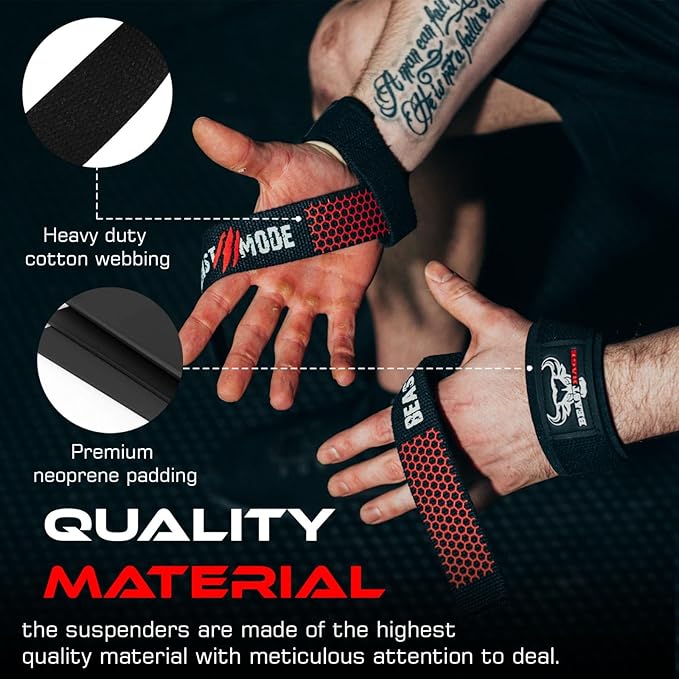 BEAST RAGE Lifting Straps for Weightlifting, Weight Lifting Straps Gym Power Workouts Lifting Wrist Straps Padded Cotton Men Women Support Lifters Deadlift Straps Hard Pull Exercise Straps