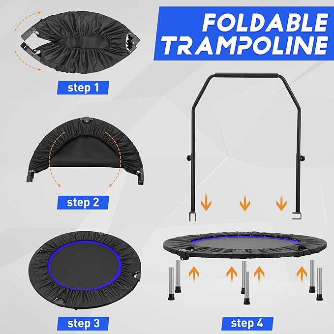 HYD-Parts 40" Foldable Mini Trampoline for Adults and 330lbs
