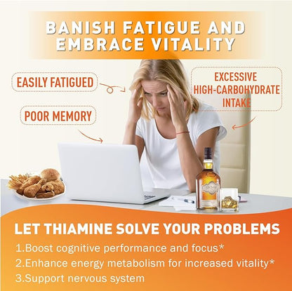 Vitamin B1 Gummies 100mg for Adults & Kids, Thiamine B1 Supplement with 600mg Calcium, Nervous System Supports & Boost Energy, Orange Flavor, Non GMO, Vegan, 60 Chewable Gummies
