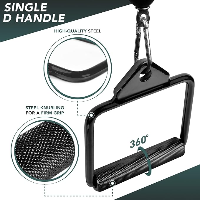 Yes4All Double D Row Handle Cable Attachment for Weight Workout, Cable Machine Accessories for Home Gym, LAT Pull Down V Bar with Capacity Up to 880LBS