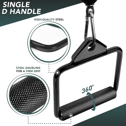 Yes4All Double D Row Handle Cable Attachment for Weight Workout, Cable Machine Accessories for Home Gym, LAT Pull Down V Bar with Capacity Up to 880LBS