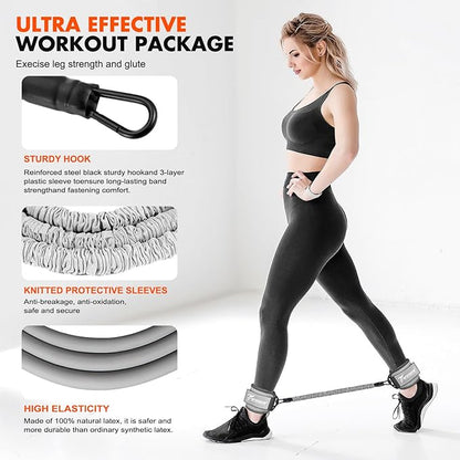 Ankle Resistance Bands with Cuffs, Ankle Bands for Working Out, Glutes Workout Equipment, Butt Exercise Equipment for Kickbacks Hip Fitness Training, Legs Resistance Bands for Women & Men