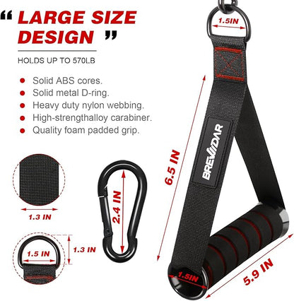 Exercise Handles - Gym Attachments for Cable Machine, Chest Fly, Resistance Bands, Pull up - Foam Handles with Gourd Hooks (Pair)