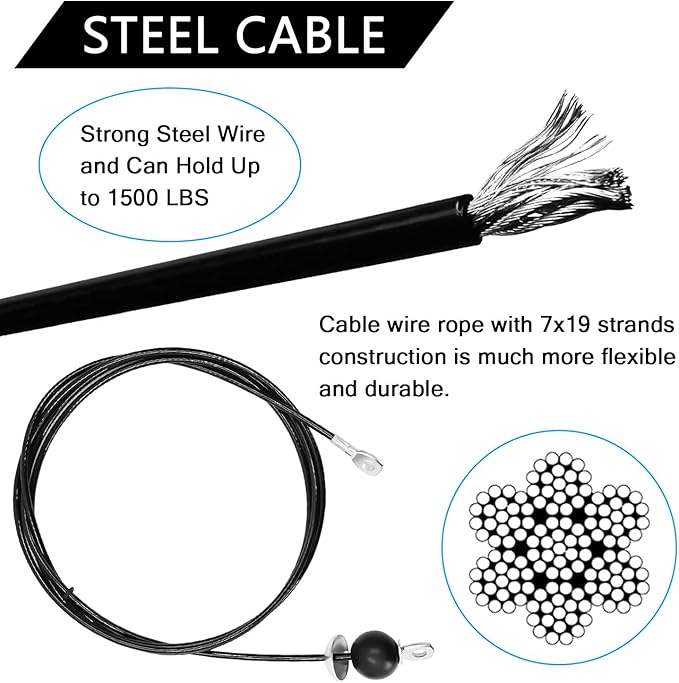 Taeku Fitness Pulley Cable, Heavy-Duty 6mm Steel Wire Rope for Home Gym, Adjustable Replacement Cable for Weightlifting, LAT Pulldown, and Cable Machine Accessories
