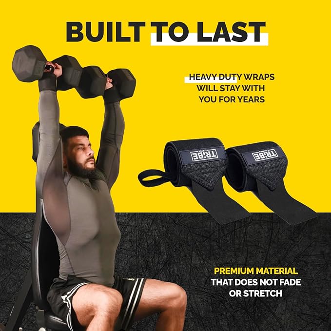 Weightlifting Wrist Wraps 18" Premium Quality Wrist Support with Heavy Duty Thumb Loop - Best Wrap for Powerlifting, Strength Training, Bodybuilding for Men & Women