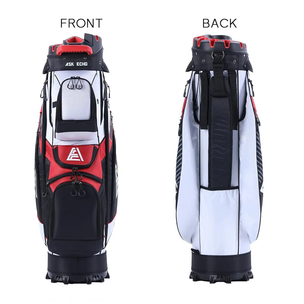 ASK ECHO T-Lock Golf Cart Bag with 14 Way Organizer Divider Top, Premium Cart Bag with Handles and Rain Cover for Men