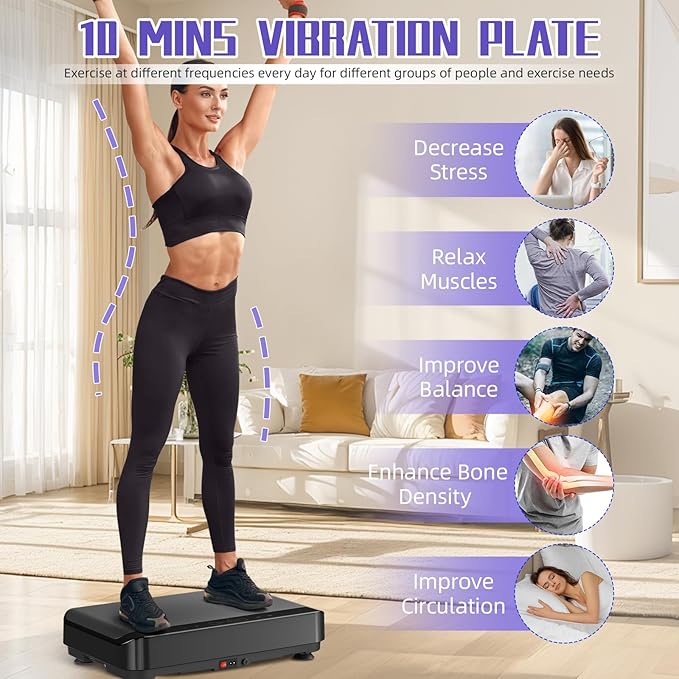 Vibration Plate Exercise Machine with Bluetooth for Lymphatic Drainage – 400lbs Capacity with 9 Preset Modes & 99 Speed Level, Home Gym Equipment for Whole Body Vibrating Workout, Weight Loss & Toning