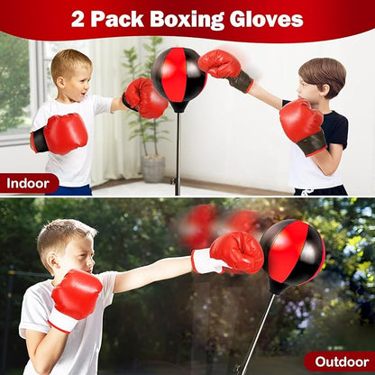 Punching Bag for Kids 8-12 Years, 2Pack Kids Boxing Gloves for 3-8, Kids Punching Bag with Height Adjustable Stand for 5-7, Outdoor Boy Toys, Birthday Gifts for 5 6 7 8 10 12 Years Old Boys