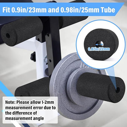 Deekin 4 Pcs Foam Foot Pads Roller Buffer Tube Cover for Home Gym Exercise Machine Equipment Replacement Pads for Leg Extension Weight Bench Inversion Table (0.87 x 2.75 x 5.1 Inches)