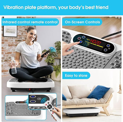 Vibration Plate Exercise Machine for Lymphatic Drainage,Softgym Power Vibrate Stand Shake Board 400 Lbs Capacity Whole Body Workout Waver with Fitness Resistance Bands Weight Loss Gifts for Women Men