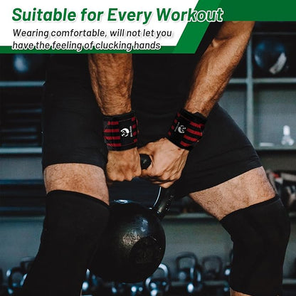 Slim Panda Weightlifting Wrist Wraps- Upgraded Wrist Support with Heavy Duty Thumb Loop for Powerlifting, Bodybuilding, and Weight Lifting Men & Women