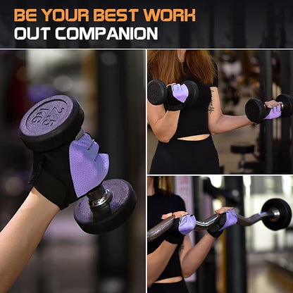 Sunnex Gym Gloves - Fingerless, Breathable Workout Gloves for ,Weightlifting Cycling & More