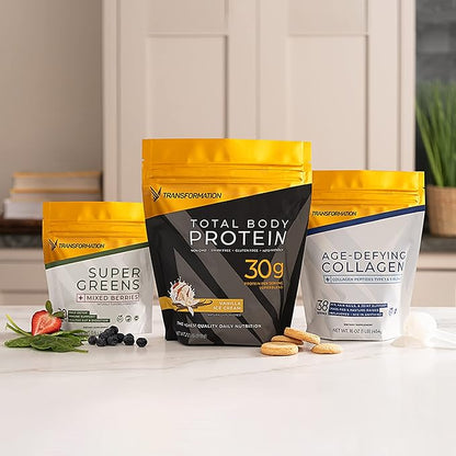 Transformation Protein Super Blend | Egg White, Collagen Peptides, and Plant Protein | 15 Billion CFU Probiotics | Digestive Enzymes | MCT Oil | Low Carb Shake for Men & Women | Variety, 10 pack