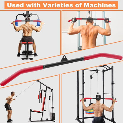 SERTT 39.37 Inch LAT Pulldown Bar Attachment for Pulley Cable Machine, Curl Tricep Press Down Bar with Rubber Handle, LAT Pull Down Bar Accessories for Gym, Strength Workout, Muscle Building