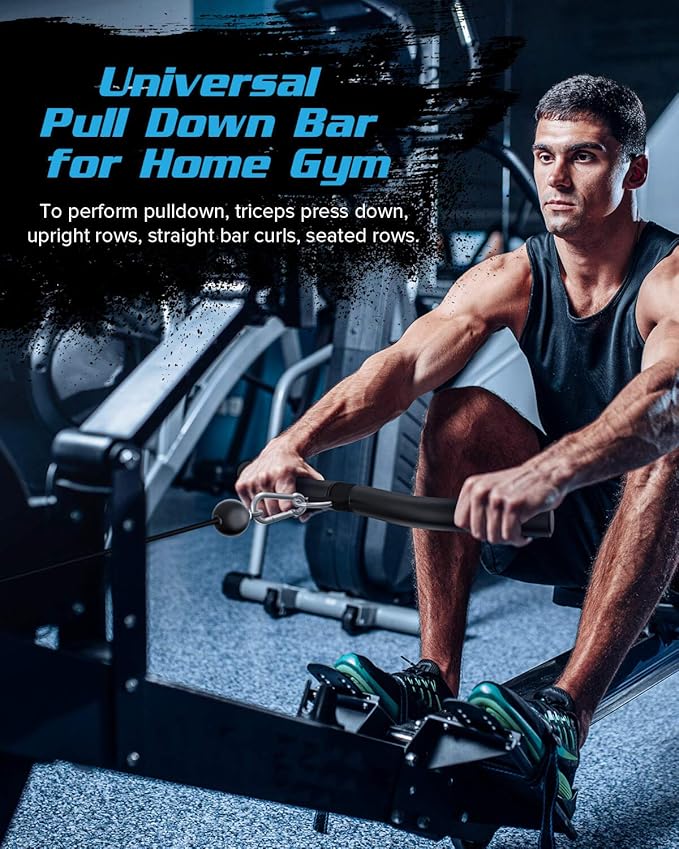 Upgraded LAT Pulldown Bars, 19" LAT Pull Down Bar Attachments for Home Gym, Curl Triceps Press Down Bar Handle LAT Bar Cable Machine Attachment for Pulley System, Rowing LAT Pull Down Bar