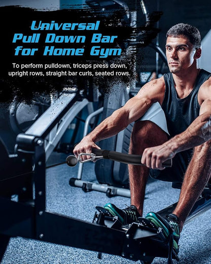 Upgraded LAT Pulldown Bars, 19" LAT Pull Down Bar Attachments for Home Gym, Curl Triceps Press Down Bar Handle LAT Bar Cable Machine Attachment for Pulley System, Rowing LAT Pull Down Bar