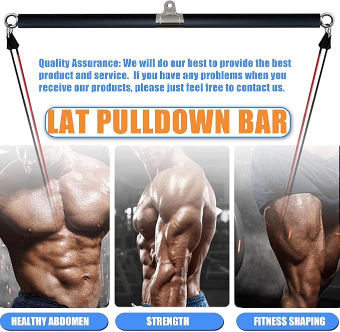 KORIKAHM Non-Detachable LAT Pull Down Bar Cable Attachments for Gym, LAT Pulldown Attachments, Straight Bar, Resistance Band Bar for Weightlifting Workout