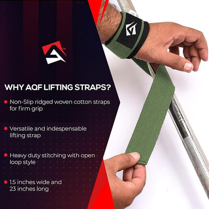 Lifting Wrist Straps for Weightlifting, Powerlifting & Deadlifts – 23” Neoprene Padded Cotton Straps for Strength Training & Gym Workouts - Maximum Grip Support for Men & Women