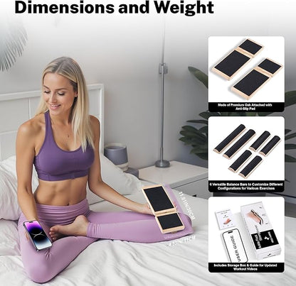 Adjustable Ankle Balance Board with 2 Sidekick Ankle Boards and 6 Balance Bars, Versatile Ankle Strengthener for Stability, Rehab & Pain Relief