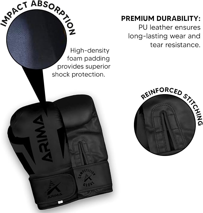 Boxing Gloves - Premium PU Leather, Heavyweight - Ideal for Boxing, Kickboxing, Muay Thai & Fitness Training